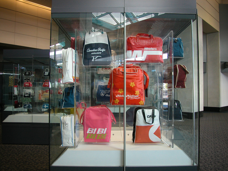 Image: Installation view of "The Flight Bag: Icon of Air Travel"