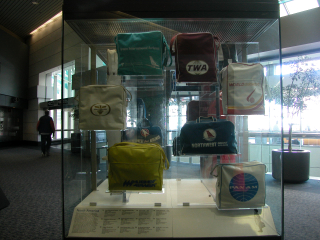 Image: Installation view of "The Flight Bag: Icon of Air Travel"