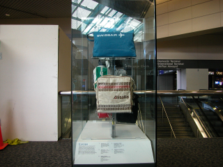 Image: Installation view of "The Flight Bag: Icon of Air Travel"