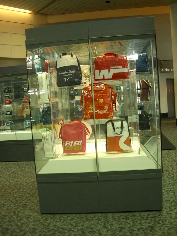 Image: Installation view of "The Flight Bag: Icon of Air Travel"