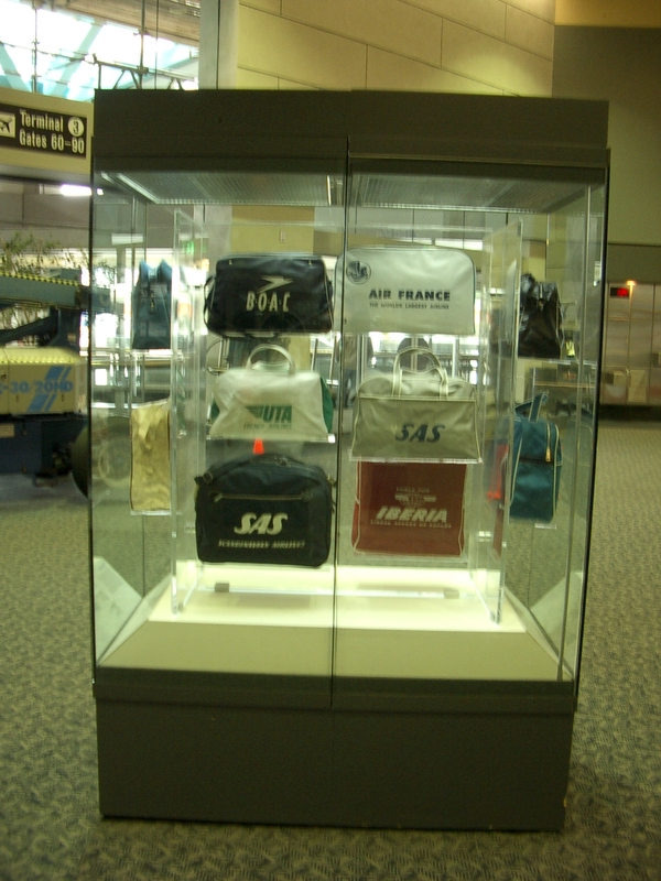 Image: Installation view of "The Flight Bag: Icon of Air Travel"