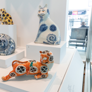 Installation view of "Caticons: The Cat in Art"