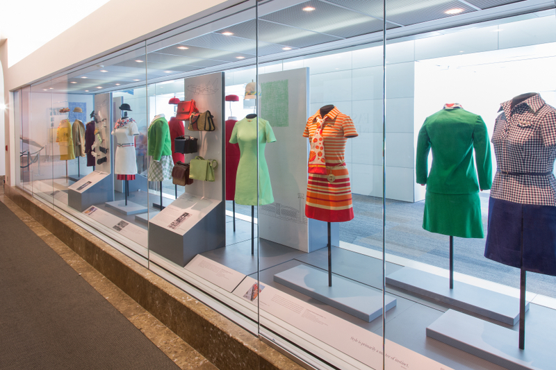 Image: Installation view of "Fashion in Flight: A History of Airline Uniform Design"