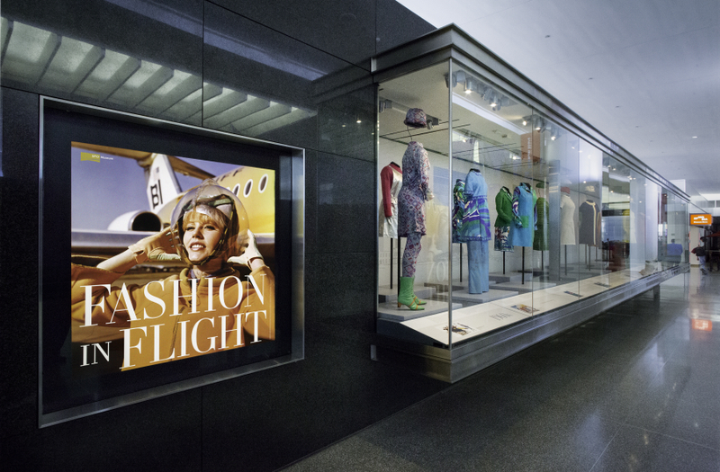 Image: Installation view of "Fashion in Flight: A History of Airline Uniform Design"