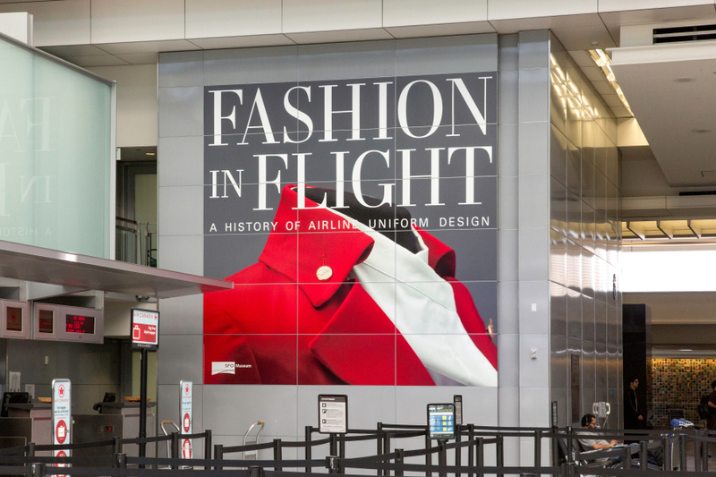 Image: Installation view of "Fashion in Flight: A History of Airline Uniform Design"