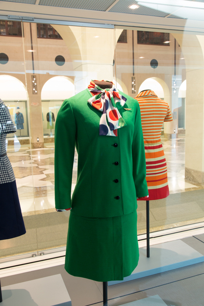 Image: Installation view of "Fashion in Flight: A History of Airline Uniform Design"
