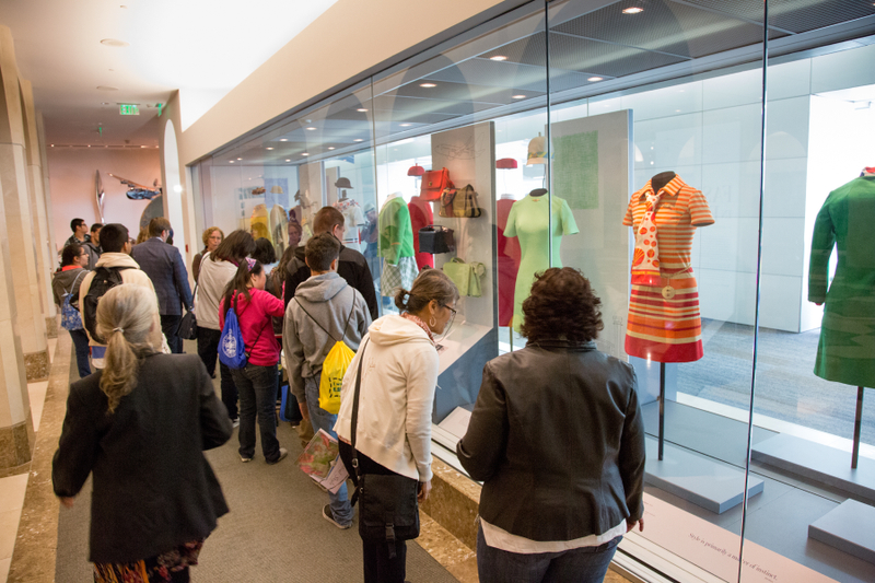 Image: Installation view of "Fashion in Flight: A History of Airline Uniform Design"