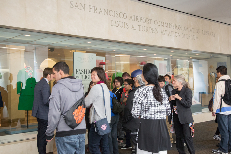 Image: Installation view of "Fashion in Flight: A History of Airline Uniform Design"