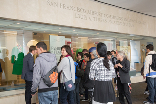 Image: Installation view of "Fashion in Flight: A History of Airline Uniform Design"