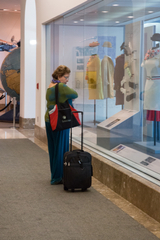 Image: Installation view of "Fashion in Flight: A History of Airline Uniform Design"