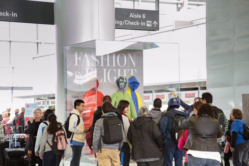 Image: Installation view of "Fashion in Flight: A History of Airline Uniform Design"