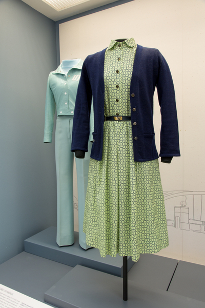 Image: Installation view of "Fashion in Flight: A History of Airline Uniform Design"