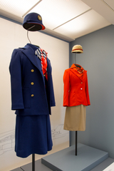 Image: Installation view of "Fashion in Flight: A History of Airline Uniform Design"