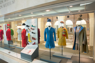 Image: Installation view of "Fashion in Flight: A History of Airline Uniform Design"