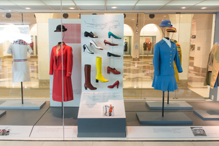 Image: Installation view of "Fashion in Flight: A History of Airline Uniform Design"