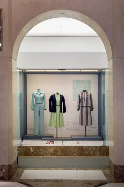 Image: Installation view of "Fashion in Flight: A History of Airline Uniform Design"