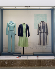 Image: Installation view of "Fashion in Flight: A History of Airline Uniform Design"