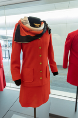 Image: Installation view of "Fashion in Flight: A History of Airline Uniform Design"