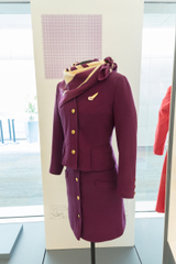 Image: Installation view of "Fashion in Flight: A History of Airline Uniform Design"