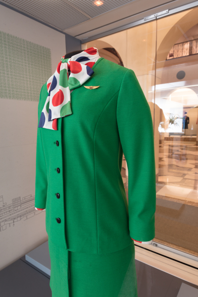 Image: Installation view of "Fashion in Flight: A History of Airline Uniform Design"