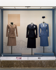 Image: Installation view of "Fashion in Flight: A History of Airline Uniform Design"