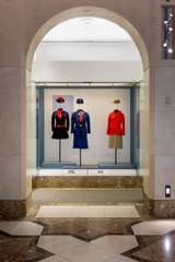 Image: Installation view of "Fashion in Flight: A History of Airline Uniform Design"