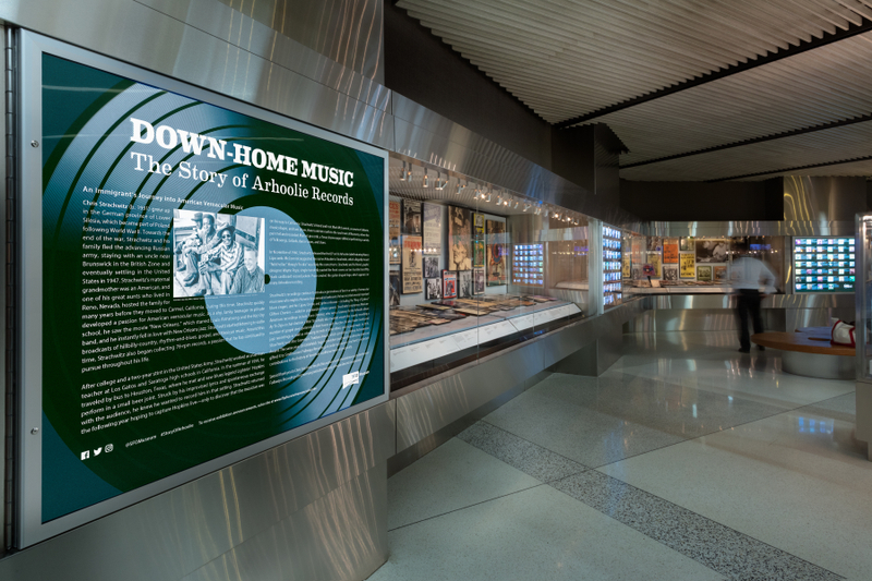 Image: Installation view of "Down-Home Music: The Story of Arhoolie Records"