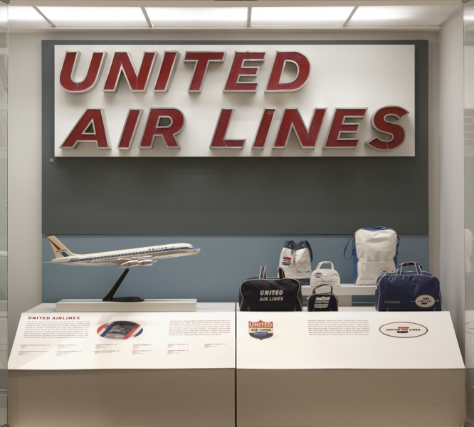 Image: Installation view of "Airline Identity: Marks, Brands and Logos"