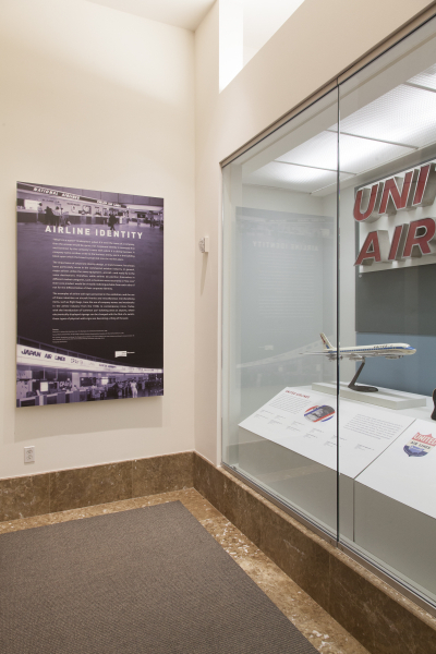 Image: Installation view of "Airline Identity: Marks, Brands and Logos"