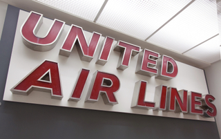 Image: Installation view of "Airline Identity: Marks, Brands and Logos"