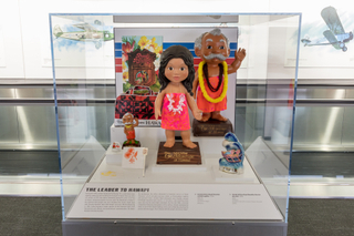 Image: Installation view of "Flying the Main Line: A History of United Airlines"