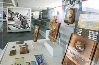 Image: Installation view of "Flying the Main Line: A History of United Airlines"