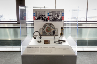 Image: Installation view of "Flying the Main Line: A History of United Airlines"