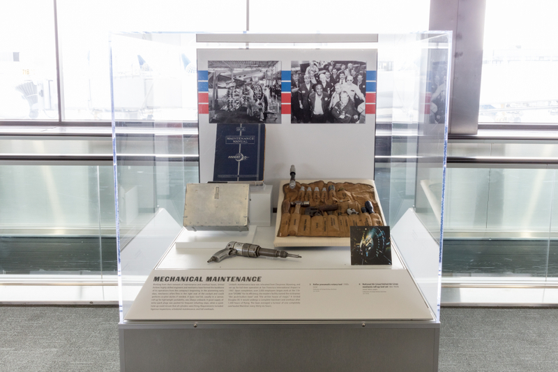 Image: Installation view of "Flying the Main Line: A History of United Airlines"