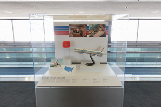 Image: Installation view of "Flying the Main Line: A History of United Airlines"