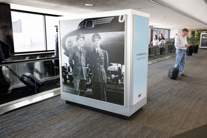 Image: Installation view of "Flying the Main Line: A History of United Airlines"