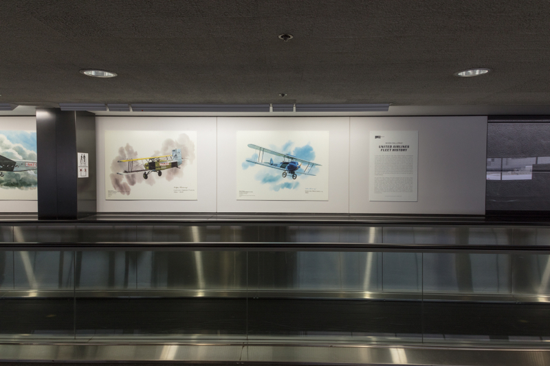 Image: Installation view of "Flying the Main Line: A History of United Airlines"