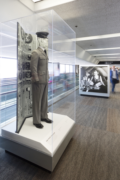 Image: Installation view of "Flying the Main Line: A History of United Airlines"