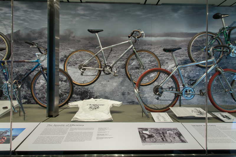 Image: Installation view of "From Repack to Rwanda, The Origins, Evolution and Global Reach of the Mountain Bike"