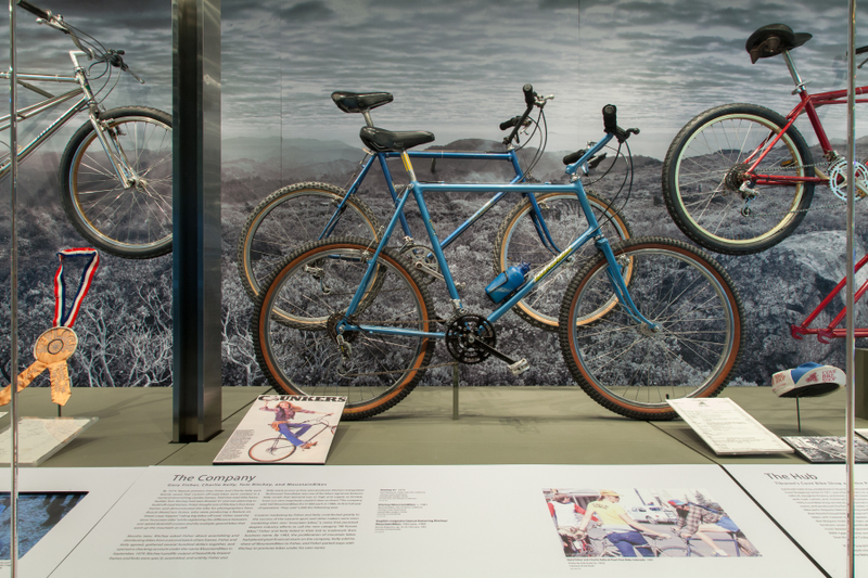 Image: Installation view of "From Repack to Rwanda, The Origins, Evolution and Global Reach of the Mountain Bike"