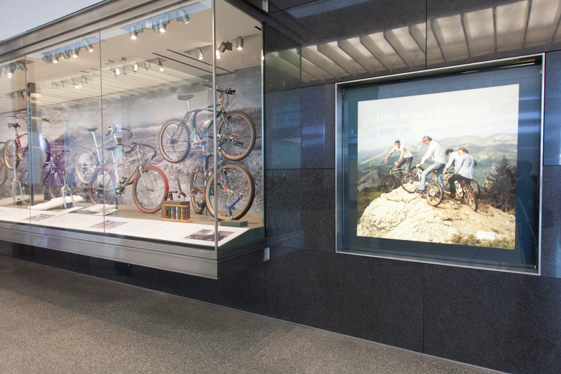 Image: Installation view of "From Repack to Rwanda, The Origins, Evolution and Global Reach of the Mountain Bike"