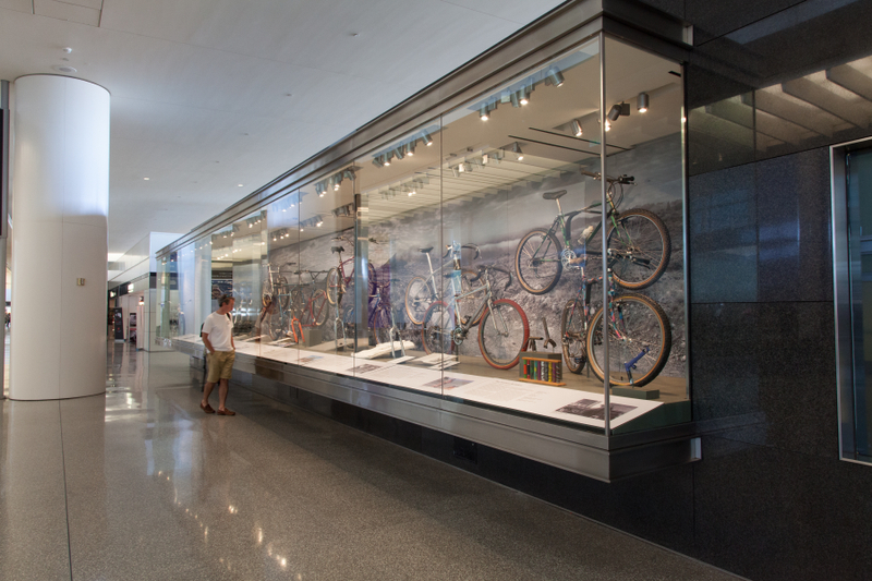 Image: Installation view of "From Repack to Rwanda, The Origins, Evolution and Global Reach of the Mountain Bike"