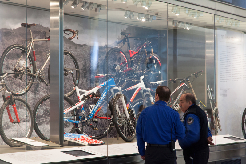 Image: Installation view of "From Repack to Rwanda, The Origins, Evolution and Global Reach of the Mountain Bike"