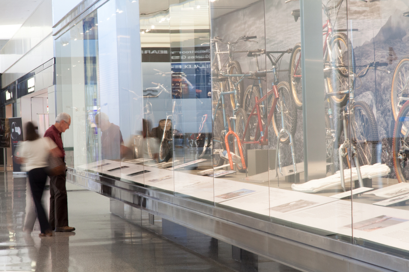 Image: Installation view of "From Repack to Rwanda, The Origins, Evolution and Global Reach of the Mountain Bike"