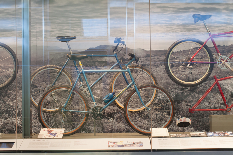 Image: Installation view of "From Repack to Rwanda, The Origins, Evolution and Global Reach of the Mountain Bike"
