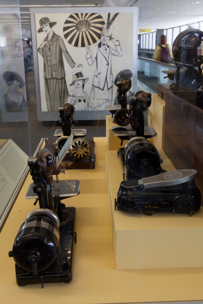 Image: Installation view of "Threading the Needle: Sewing in the Machine Age"