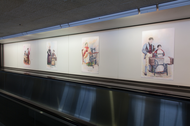 Image: Installation view of "Threading the Needle: Sewing in the Machine Age"
