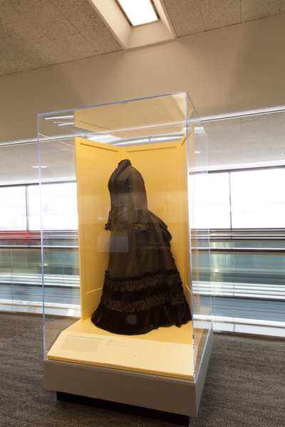 Image: Installation view of "Threading the Needle: Sewing in the Machine Age"