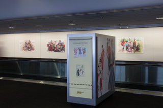 Image: Installation view of "Threading the Needle: Sewing in the Machine Age"