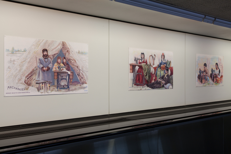 Image: Installation view of "Threading the Needle: Sewing in the Machine Age"